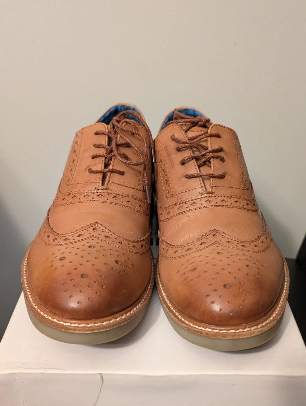 Men's Ben Sherman Tan Leather Wingtip Dress Shoes